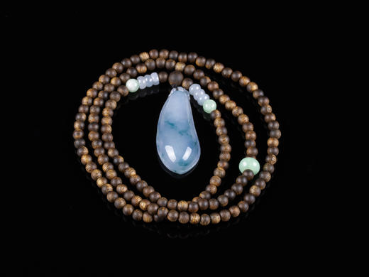 XY0078原创沉香+翡翠飘花紫罗兰福瓜挂件 商品图1