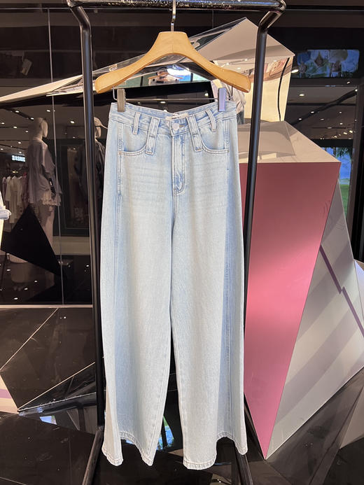 双竖线阔腿牛仔裤 商品图0