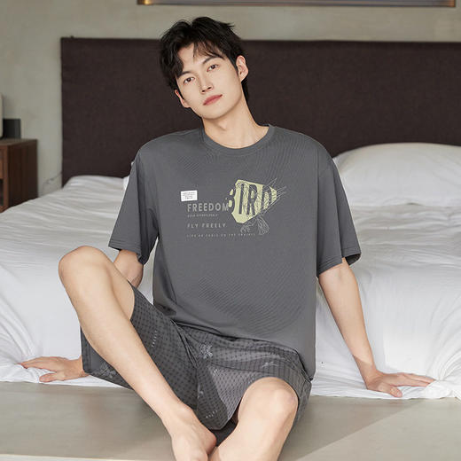 夏季纯棉短袖短裤男士睡衣宽松休闲可外穿薄款家居服爽棉套装新款     JL-5510 商品图2