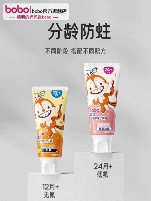 bobo宝宝无氟牙膏 草莓/香橙/蜜桃  防蛀固齿牙膏 商品图4
