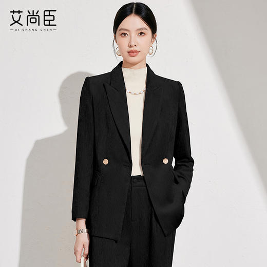 艾尚臣黑色西装外套女2024新款高级感西服上衣办公主持讲师工作服 商品图1