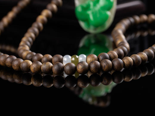 XY0008原创沉香+翡翠飘绿如意挂件 商品图7