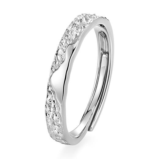 【999足银】卡蒂罗/KADER 冰川熔岩情侣对戒  钟久久 小众素圈开口可调节纯银对戒 小众设计高级感 商品图1