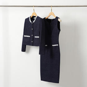 艾尚臣小香风外套背心裙两件套2024冬季新款职业装高级感职业套装