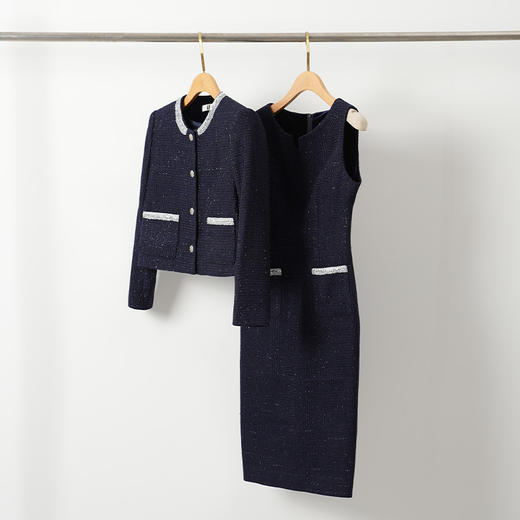 艾尚臣小香风外套背心裙两件套2024冬季新款职业装高级感职业套装 商品图0