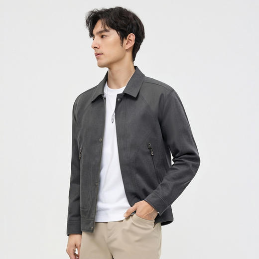 圣得西翻领夹克男装2025年春季新款休闲通勤商务短款夹克外套男2512932076 商品图2