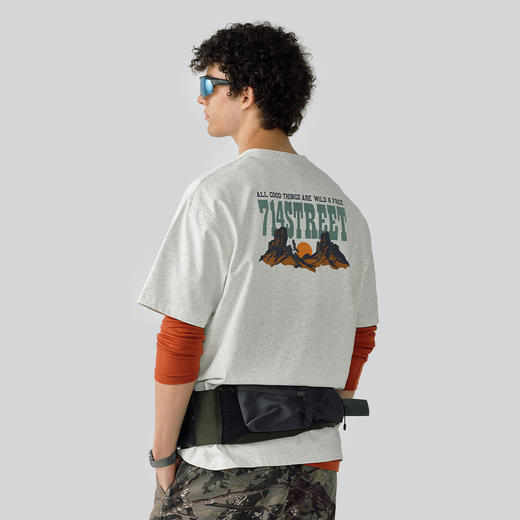 714street凉感抗皱戈壁印花短袖T恤男25夏季新款国潮防晒速干上衣 商品图1