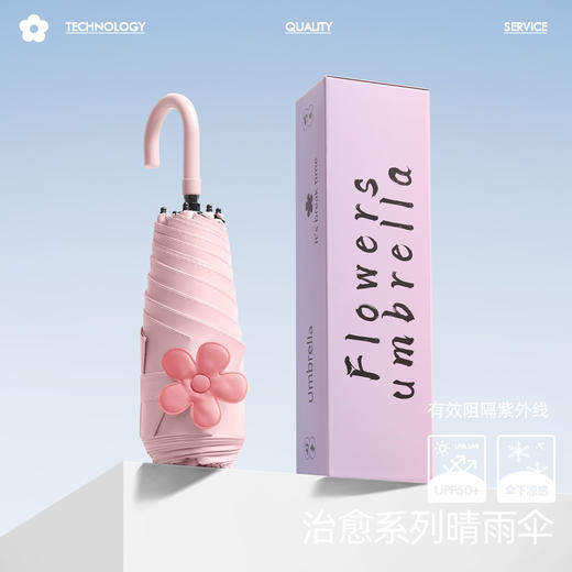 【超轻❗️日系小弯钩花瓣伞】新款黑科技，可挂式！可爱治愈遮阳太阳伞女五折迷你防晒防紫外线小巧便携晴雨两用伞 商品图5