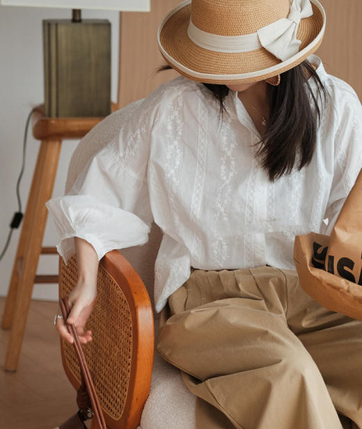 显瘦宫廷泡泡袖蕾丝衬衫衬衣030 商品图1