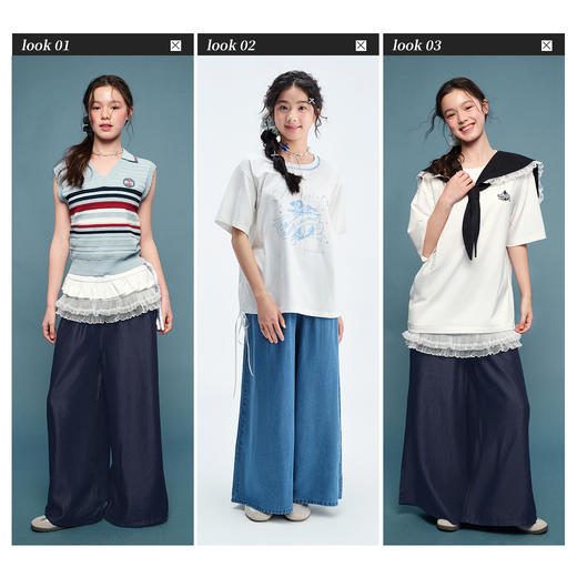 笛莎Deesha青少年女童裤子2025夏季女童阔腿裤 商品图3