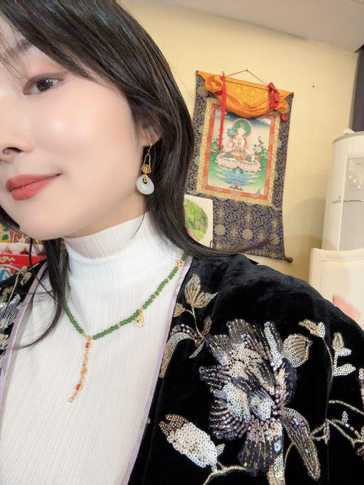 3.8女神节特别设计回馈款！花花团原创东方美学新中式国风项链——南红、碧玉4mm扎基拉姆转金筒项链项链+一款多戴葫芦款项链～碧玉玉质温润如脂，色泽青翠含烟、佩戴气质典雅！南红通透莹润、喜庆吉祥！ 商品图6