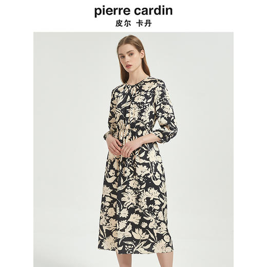 皮尔卡丹女装春季时尚复古印花修身连衣裙C51DL022B3 商品图1