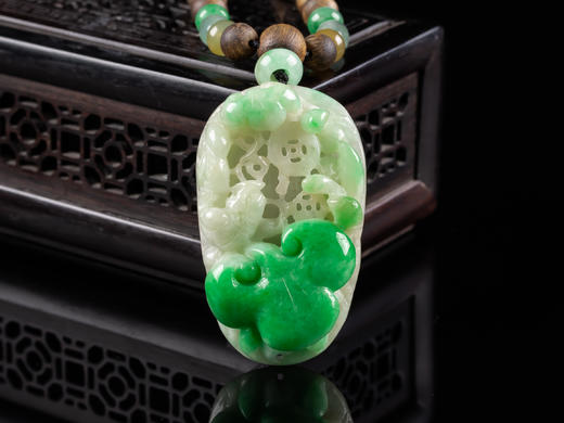XY0008原创沉香+翡翠飘绿如意挂件 商品图2