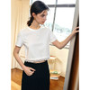 OLrain欧芮儿2025春夏新款白色简约百搭下摆拼接蕾丝边圆领T恤女 商品缩略图3