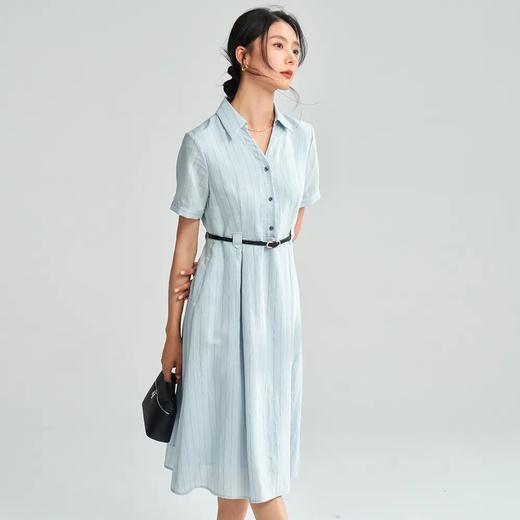 【高货sh】全新升级【铂金会员257/天猫339/差价82】(10522) 洛诗琳25新款复古条纹收腰连衣裙气质通勤大摆衬衫连衣裙 商品图4