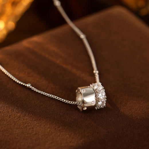 【一溪风月】S925纯银双环闪钻项链【BF-NS3034】 商品图0