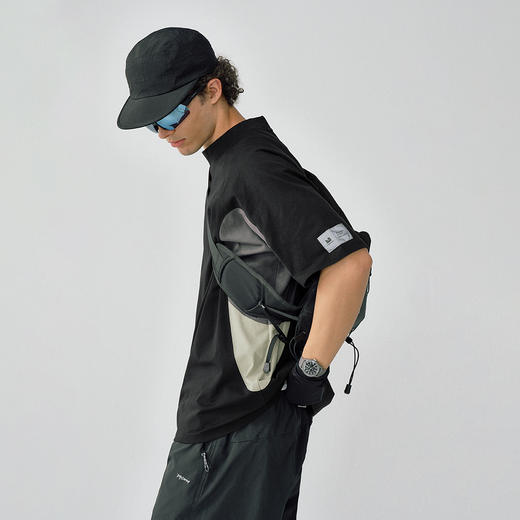 714street防晒速干复古半高领短袖T恤男夏季新款宽松凉感运动上衣 商品图0