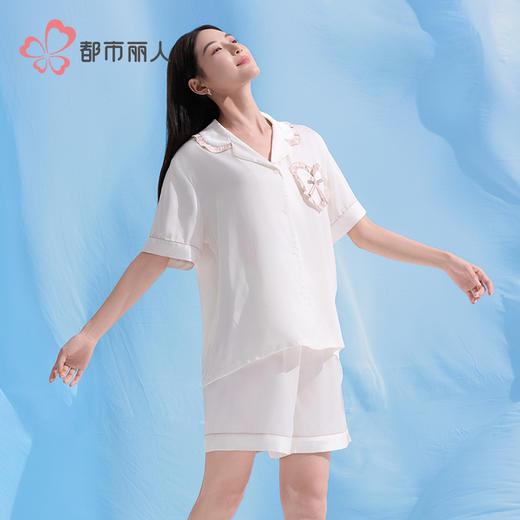 都市丽人好睡好眠女士丝质短袖套装薄冰雪丝短袖类LHH1C4 商品图1
