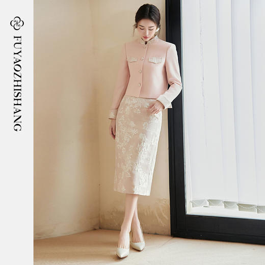 FUYAO扶摇 粉色小香风套装女2025春季新款气质短外套半身裙两件套 商品图3