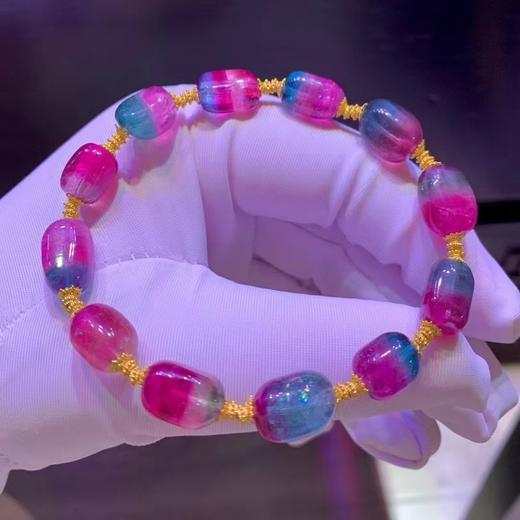 8mm-9mm单圈原矿西瓜碧玺手链 商品图0