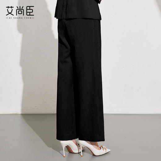 艾尚臣黑色直筒裤女2024冬新款中高腰正装裤宽松裤子职业休闲女裤 商品图4