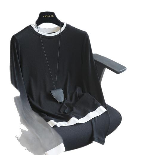 神仙配色！2025新款假两件拼接休闲减龄长袖T恤女打底衫上衣内搭春 商品图4