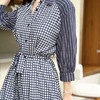 顺丰包邮洛诗琳12923春季新款知性优雅真丝缎格纹拼接连衣裙762 商品缩略图3