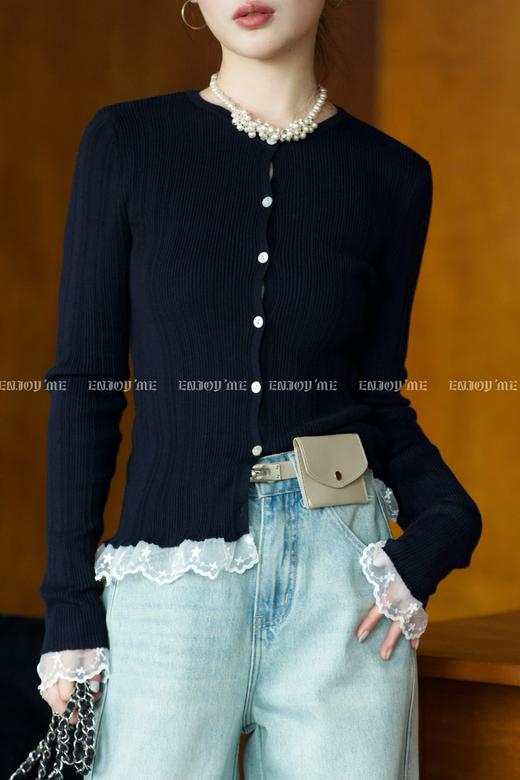 【门店同款】ENJOY春季“盐貌似糖”蕾丝花花边针织衫 161897648 商品图7