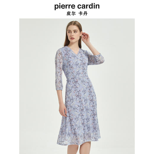 皮尔卡丹女装时尚清新淡雅碎花简约连衣裙C51DL023Z3 商品图4