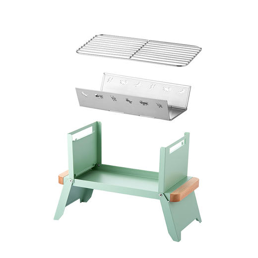 【烧烤煮茶 快速折叠 加高不烫桌面】大迈 便携可折叠露营烧烤炉-松石绿 商品图6