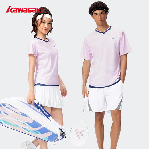 川崎 男女同款 V领短袖T恤 K1C02-C1004/K1C02-C2004 商品图2