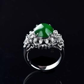 【蝶恋花】满绿翡翠镶钻戒指-JZ12410083