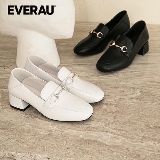 EVERAU跟高3.8cm高跟马衔扣复古乐福鞋女鞋EA7051 商品图1