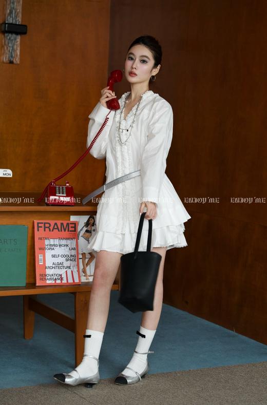 【门店同款】ENJOY春季盐貌似糖两面穿荷叶边衬衫 161848387 商品图8