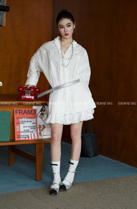 【门店同款】ENJOY春季盐貌似糖两面穿荷叶边衬衫 161848387 商品图6