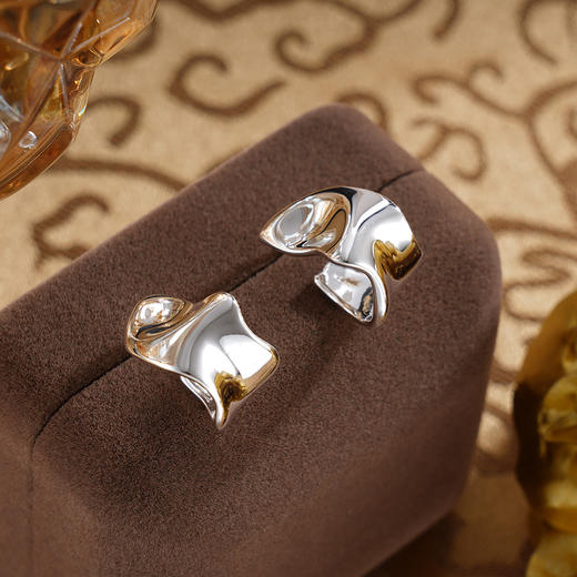 子佩集S925银【银河倒影】耳钉【EZ-1610】纯银原创2扣环耳圈2502 商品图3