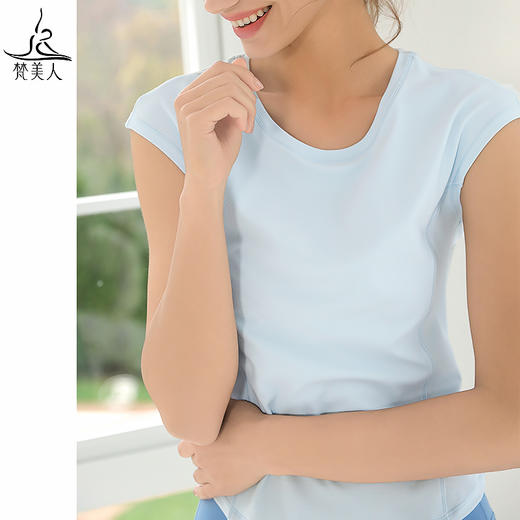 梵美人 Y5139H 瑜伽短袖 无胸垫 提花波浪纹面料 商品图4