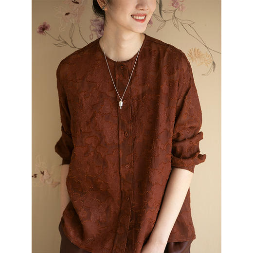 牧衣游原创 剪花香云纱衬衫新款立体感禅意东方复古中式衬衣 盈舟 商品图2