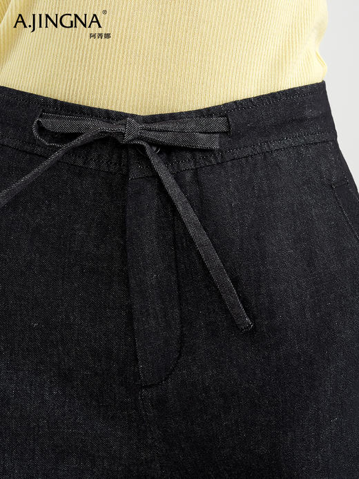 【演绎随性】阿菁娜老钱风通勤高腰亚麻直筒休闲裤F30C210012 商品图4