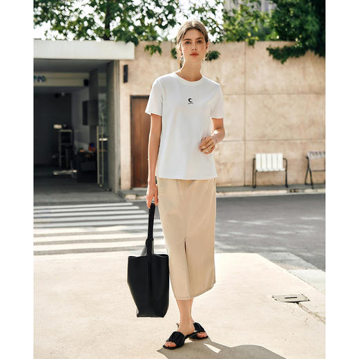 OLrain欧芮儿法式白色短袖T恤女夏季2025年新款针织宽松女上衣 商品图4