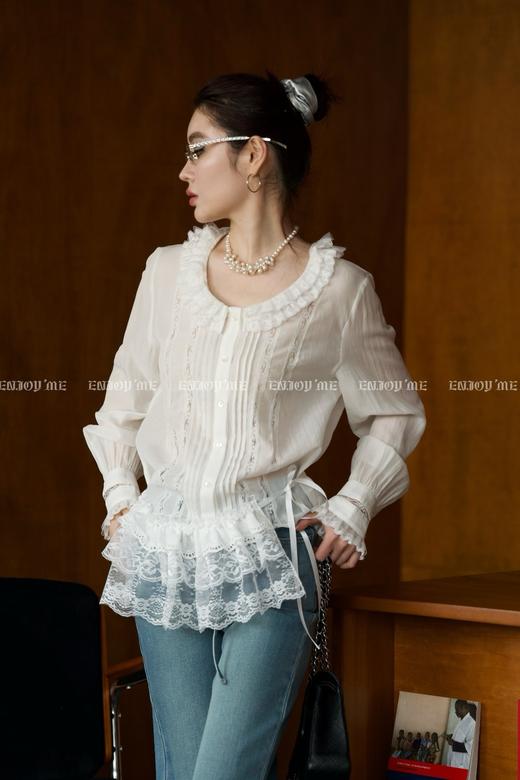 【门店同款】ENJOY春季“盐貌似糖”重工花边蕾丝上衣 161944379 商品图4