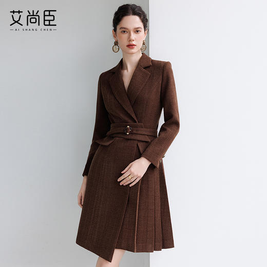 艾尚臣正式场合秋冬新款显瘦气质时髦穿搭高腰职业通勤西装连衣裙 商品图0