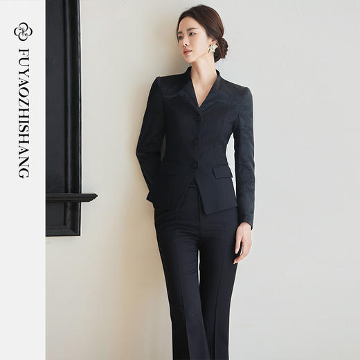 FUYAO扶摇 国风提花时尚套装女2025早春新款长袖西装【定制款不退换】 商品图3