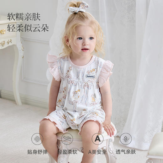 Domiamia女宝宝短袖连体衣夏季衣服女童睡衣婴儿夏天薄款背心爬服 商品图1