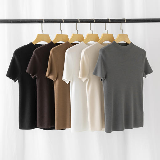 【高品质私服】【扬子精纺羊毛四平半高领短袖】德国斯托尔16针细针加工，针法细腻平整YS24090-CC 商品图1