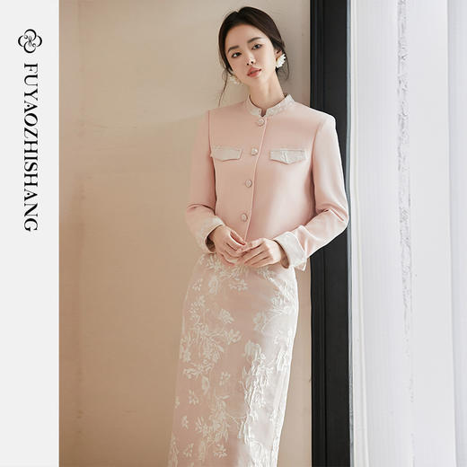 FUYAO扶摇 粉色小香风套装女2025春季新款气质短外套半身裙两件套 商品图0