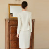 艾尚臣圆领西装套装女长袖米色正装两件套美容院前台接待工作服春 商品缩略图4