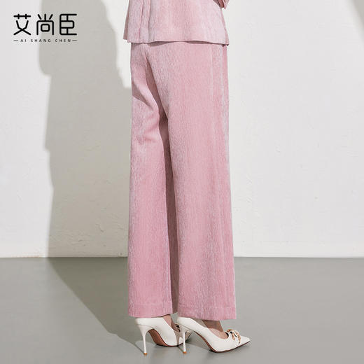 艾尚臣职业西装裤女2024冬新款加厚丝绒裤子通勤正装裤宽松直筒裤 商品图4