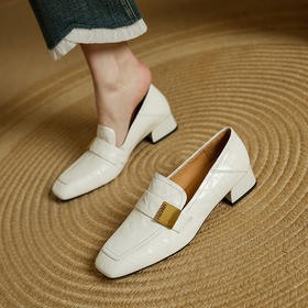 【预售5天】巨好穿复古洋气法式乐福鞋女方头粗跟深口羊皮单鞋PS&PS3080