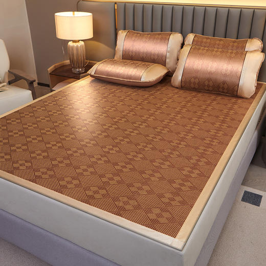 【凉席古藤席】夏季裸睡可折叠空调席 单双人家用软席子 冰丝凉席三件套  商品图3